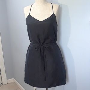 Madewell black 100% silk halter dress.